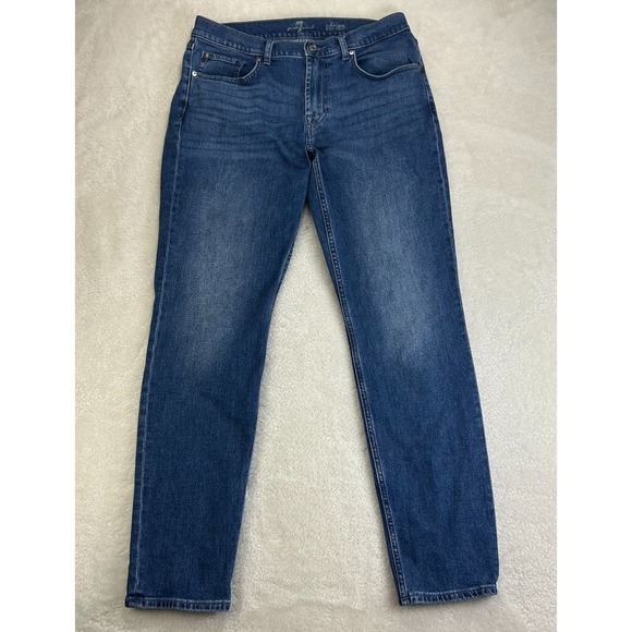 7 For All Mankind Other - 7 For All Mankind Adrien Straight Leg Jeans Mens 33 Blue Denim Whisker Stretch